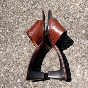 NEW Nine West Cognac Delarina3 Open Toe Dress Mule Sz 8.5